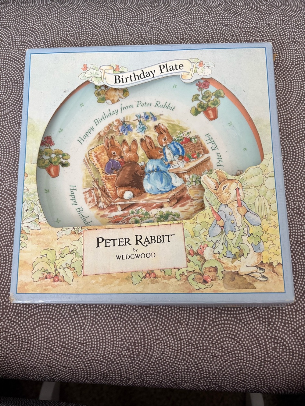 Peter Rabbit by Wedgwood Blue Birthday Plate - Charming Beatrix Potter Design